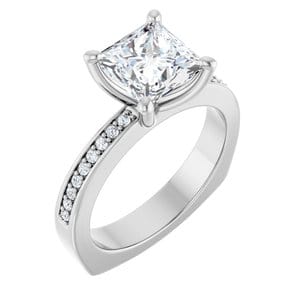 Rings 14K White 7 mm Square Engagement Ring Mounting