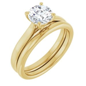 Rings 14K Yellow 6.5 mm Round Engagement Ring Mounting