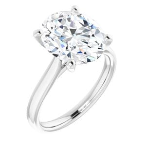 Rings 14K White 12x10 mm Oval Engagement Ring Mounting