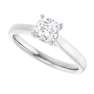 Rings 14K White 5 mm Cushion Engagement Ring Mounting