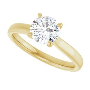 Rings 14K Yellow 6.5 mm Round Engagement Ring Mounting