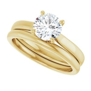 Rings 14K Yellow 6.5 mm Round Engagement Ring Mounting