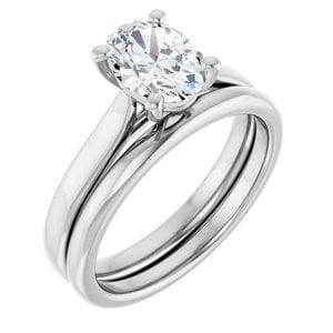 Rings Platinum 8x6 mm Oval Engagement Ring Mounting