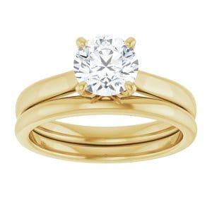 Rings 14K Yellow 6.5 mm Round Engagement Ring Mounting