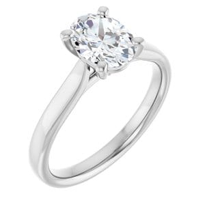 Rings Platinum 8x6 mm Oval Engagement Ring Mounting