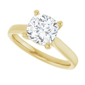 Rings 14K Yellow 7 mm Cushion Engagement Ring Mounting