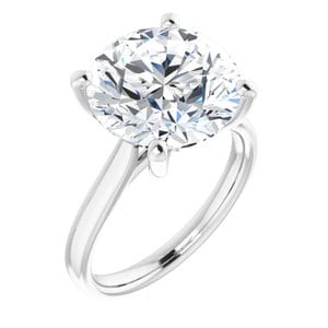 Rings 14K White 12 mm Round Engagement Ring Mounting