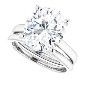 Rings 14K White 12x10 mm Oval Engagement Ring Mounting