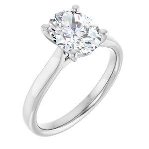 Rings Platinum 9x7 mm Oval Engagement Ring Mounting