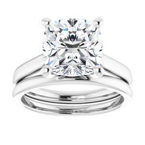 Rings 14K White 9 mm Cushion Engagement Ring Mounting