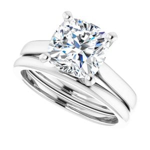 Rings 14K White 8 mm Cushion Engagement Ring Mounting