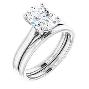 Rings Platinum 9x7 mm Oval Engagement Ring Mounting