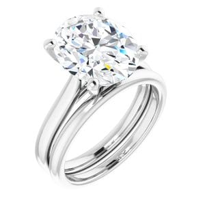 Rings 14K White 12x10 mm Oval Engagement Ring Mounting