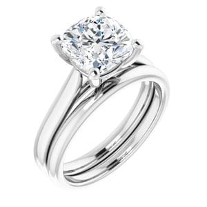 Rings 14K White 8 mm Cushion Engagement Ring Mounting