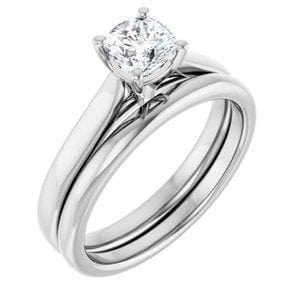Rings 14K White 5 mm Cushion Engagement Ring Mounting