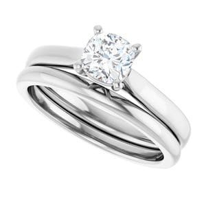 Rings 14K White 5 mm Cushion Engagement Ring Mounting