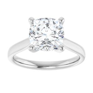 Rings 14K White 8 mm Cushion Engagement Ring Mounting