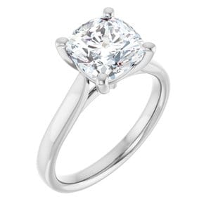 Rings 14K White 8 mm Cushion Engagement Ring Mounting