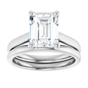 Rings Platinum 9x7 mm Emerald Engagement Ring Mounting