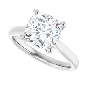 Rings 14K White 8 mm Cushion Engagement Ring Mounting