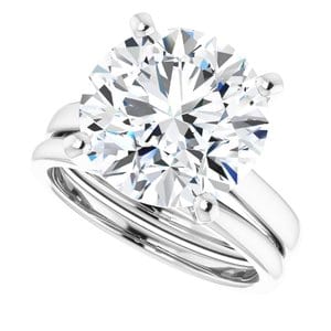 Rings 14K White 12 mm Round Engagement Ring Mounting