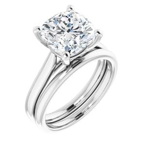 Rings 14K White 9 mm Cushion Engagement Ring Mounting