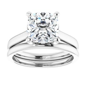 Rings 14K White 8 mm Cushion Engagement Ring Mounting