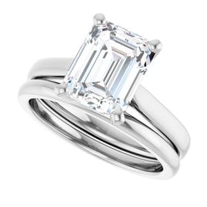 Rings Platinum 9x7 mm Emerald Engagement Ring Mounting