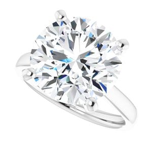 Rings 14K White 12 mm Round Engagement Ring Mounting