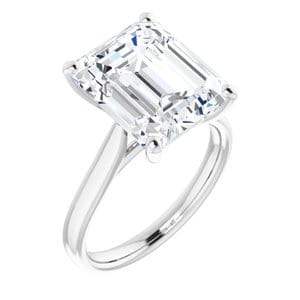 Rings 14K White 12x10 mm Emerald Engagement Ring Mounting