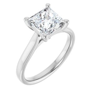 Rings Platinum 7 mm Square Engagement Ring Mounting
