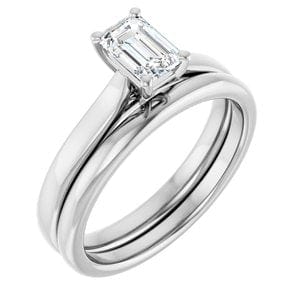 Rings 14K White 6x4 mm Emerald Engagement Ring Mounting