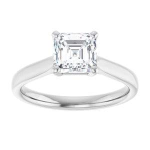 Rings 14K White 6 mm Asscher Engagement Ring Mounting