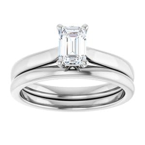 Rings 14K White 6x4 mm Emerald Engagement Ring Mounting