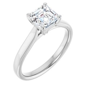 Rings 14K White 6 mm Asscher Engagement Ring Mounting