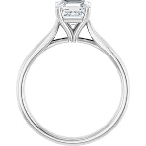 Rings 14K White 6 mm Asscher Engagement Ring Mounting