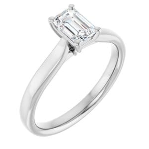 Rings 14K White 6x4 mm Emerald Engagement Ring Mounting