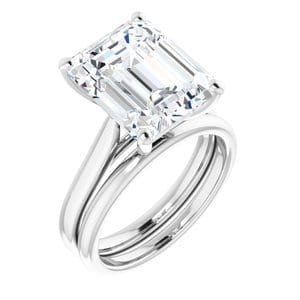 Rings 14K White 12x10 mm Emerald Engagement Ring Mounting