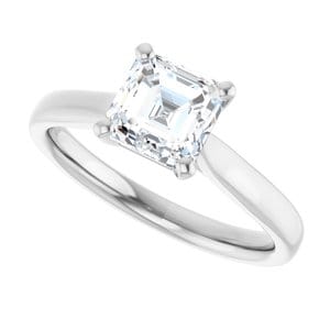Rings 14K White 6 mm Asscher Engagement Ring Mounting