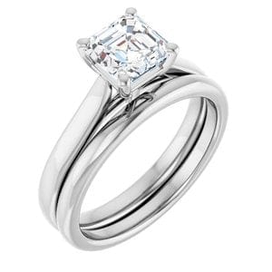 Rings 14K White 6 mm Asscher Engagement Ring Mounting