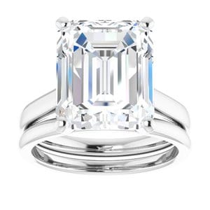 Rings 14K White 12x10 mm Emerald Engagement Ring Mounting