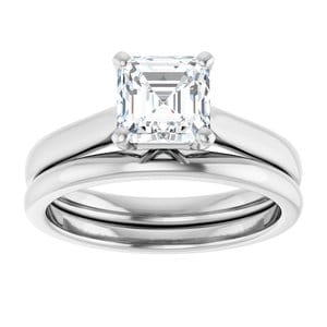 Rings 14K White 6 mm Asscher Engagement Ring Mounting
