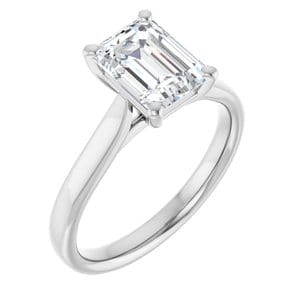 Rings Platinum 8x6 mm Emerald Engagement Ring Mounting