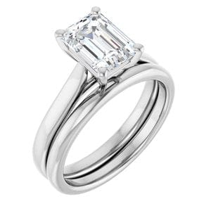 Rings Platinum 8x6 mm Emerald Engagement Ring Mounting