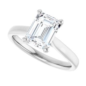 Rings Platinum 8x6 mm Emerald Engagement Ring Mounting