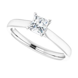 Rings 14K White 4 mm Square Engagement Ring Mounting