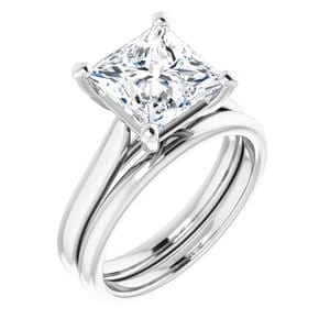Rings 14K White 8 mm Square Engagement Ring Mounting