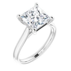 Rings 14K White 8 mm Square Engagement Ring Mounting