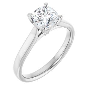 Rings 14K White 6 mm Cushion Engagement Ring Mounting