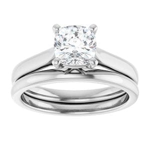 Rings 14K White 6 mm Cushion Engagement Ring Mounting